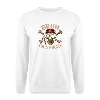 Bruder, ich bin ein Piraten-Retro-Piratenschädel - Unisex Pullover - Weiß - Vorne - Alina (178cm) & Michal (187cm)