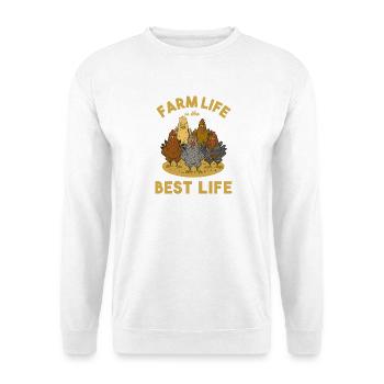 Farm Life Is The Best Life Hühner Bauernhof - Unisex Pullover - Weiß - Vorne - Alina (178cm) & Michal (187cm)