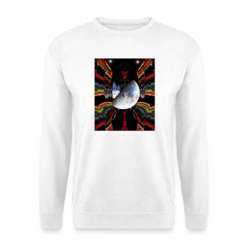 Mond im Neon Muster Design - Unisex Pullover - Weiß - Vorne - Alina (178cm) & Michal (187cm)