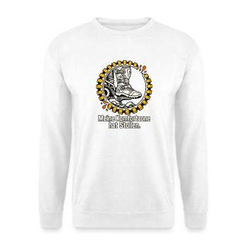 Motocross Enduro Spruch Offroad Motorradfahrer - Unisex Pullover - Weiß - Vorne - Alina (178cm) & Michal (187cm)