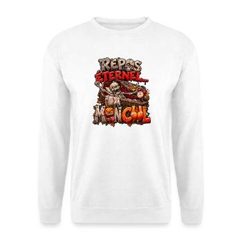 Ewige Ruhe... Unsinn! – Skelett und Erwachen - Unisex Pullover - Weiß - Vorne - Alina (178cm) & Michal (187cm)