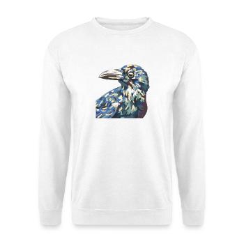 Kaleidoskop-Rabe Farbexplosion - Unisex Pullover - Weiß - Vorne - Alina (178cm) & Michal (187cm)