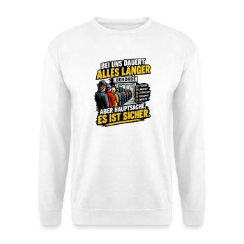 Hamster Formular Bürokratie - Unisex Pullover - Weiß - Vorne - Alina (178cm) & Michal (187cm)