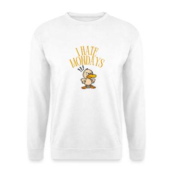 I hate Mondays - Unisex Pullover - Weiß - Vorne - Alina (178cm) & Michal (187cm)