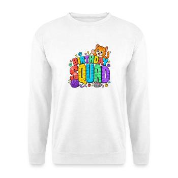Geburtstagsgruppe Katzenmiau - Unisex Pullover - Weiß - Vorne - Alina (178cm) & Michal (187cm)