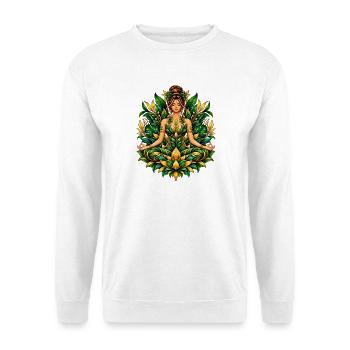 Yoga Meditation im Einklang mit der Natur - Unisex Pullover - Weiß - Vorne - Alina (178cm) & Michal (187cm)