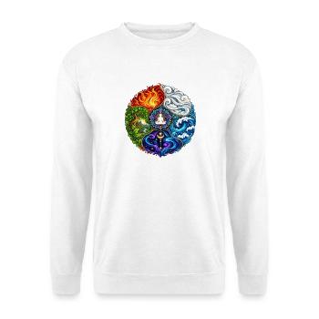 Yoga Meditation Mandala mit den 5 Elementen - Unisex Pullover - Weiß - Vorne - Alina (178cm) & Michal (187cm)