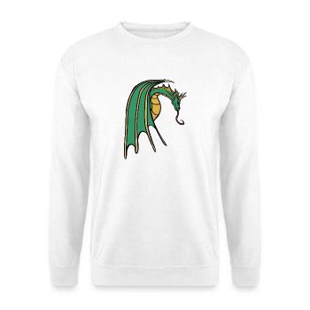 Smaragdgrüner Drachenkamm - Unisex Pullover - Weiß - Vorne - Alina (178cm) & Michal (187cm)