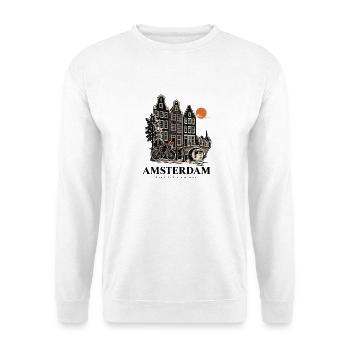 Amsterdam Kanalidyl Sonnenuntergang - Unisex Pullover - Weiß - Vorne - Alina (178cm) & Michal (187cm)