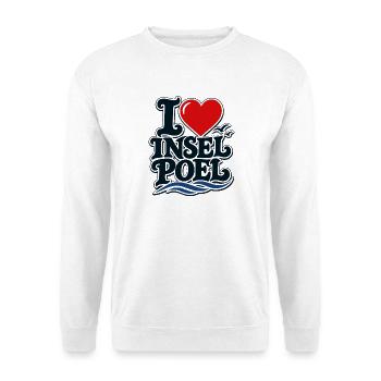 I Love Insel Poel – Ostsee Liebe mit Herz - Unisex Pullover - Weiß - Vorne - Alina (178cm) & Michal (187cm)