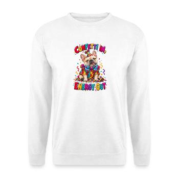  Confetti In Energy Out Französische Bulldogge - Unisex Pullover - Weiß - Vorne - Alina (178cm) & Michal (187cm)