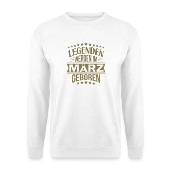 Legenden Geboren im März - Unisex Pullover - Weiß - Vorne - Alina (178cm) & Michal (187cm)