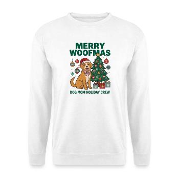 Fröhliche Woofmas Hundemama-Weihnachtscrew - Unisex Pullover - Weiß - Vorne - Alina (178cm) & Michal (187cm)