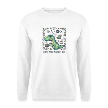 Tea-Rex T-Rex Dinosaurier Tee Chai Geschenk - Unisex Pullover - Weiß - Vorne - Alina (178cm) & Michal (187cm)