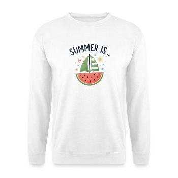 Summer Is Watermelon Segelboot Sommer - Unisex Pullover - Weiß - Vorne - Alina (178cm) & Michal (187cm)