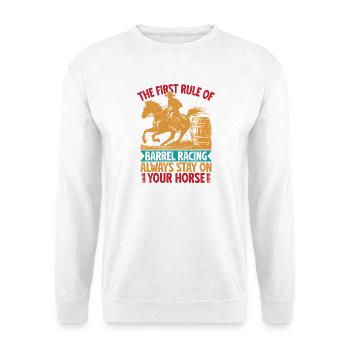 Western Rider First Rule Stay On Your Horse - Unisex Pullover - Weiß - Vorne - Alina (178cm) & Michal (187cm)