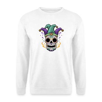 Mardi Gras Totenkopf - Unisex Pullover - Weiß - Vorne - Alina (178cm) & Michal (187cm)