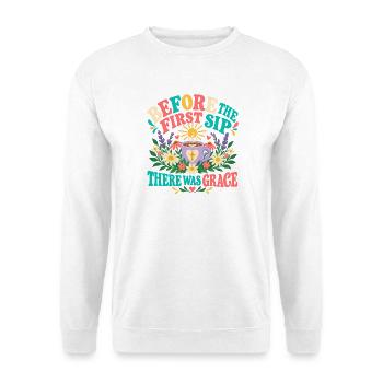 Vor dem ersten Schluck gab es Grace Christian - Unisex Pullover - Weiß - Vorne - Alina (178cm) & Michal (187cm)