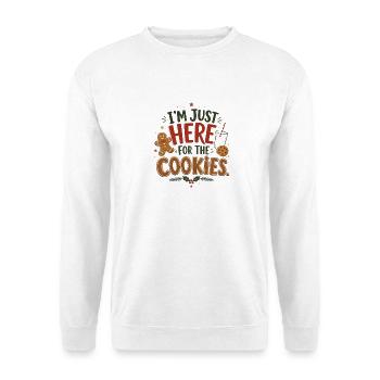 Christmas Cookies – Lustiger Weihnachtsspruch - Unisex Pullover - Weiß - Vorne - Alina (178cm) & Michal (187cm)