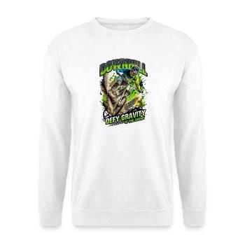 Bergabfahrt: Schlag die Schwerkraft - Unisex Pullover - Weiß - Vorne - Alina (178cm) & Michal (187cm)