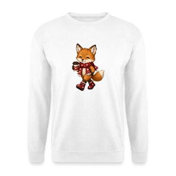 Fox Coffee Weihnachtsschal - Unisex Pullover - Weiß - Vorne - Alina (178cm) & Michal (187cm)