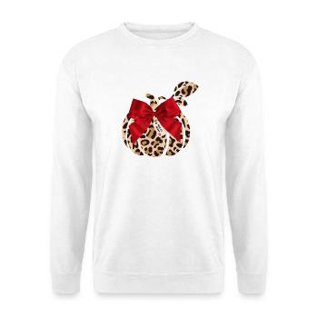 Leopardischer Schleifenlook Kürbis Wild at Heart - Unisex Pullover - Weiß - Vorne - Alina (178cm) & Michal (187cm)