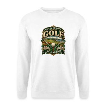 Golf USA & Europa Irland 2027 Retro-Stil - Unisex Pullover - Weiß - Vorne - Alina (178cm) & Michal (187cm)