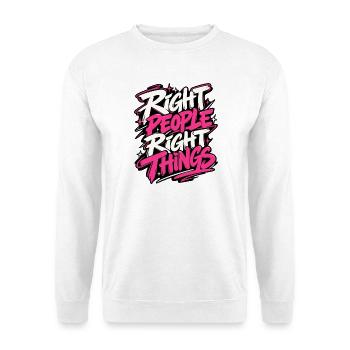 Richtige Leute, Richtige Dinge - Unisex Pullover - Weiß - Vorne - Alina (178cm) & Michal (187cm)