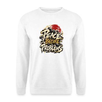 Frieden Vor Problemen - Unisex Pullover - Weiß - Vorne - Alina (178cm) & Michal (187cm)