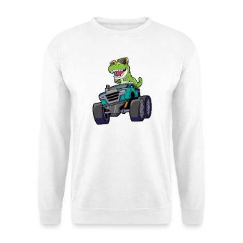 Monstertruck Dinosaurier - Unisex Pullover - Weiß - Vorne - Alina (178cm) & Michal (187cm)