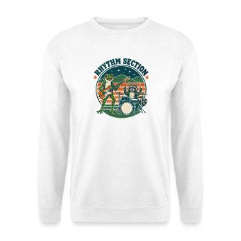  Rhythmus-sektion Frosch Bassgitarre Waschbär - Unisex Pullover - Weiß - Vorne - Alina (178cm) & Michal (187cm)