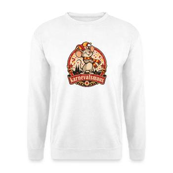 Karnevalsmaus Retro Jubel - Unisex Pullover - Weiß - Vorne - Alina (178cm) & Michal (187cm)