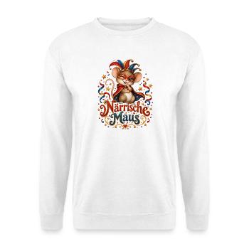 Närrische Maus Karneval Design - Unisex Pullover - Weiß - Vorne - Alina (178cm) & Michal (187cm)
