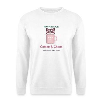 Kaffee-Chaos-Panda-Tasse - Unisex Pullover - Weiß - Vorne - Alina (178cm) & Michal (187cm)