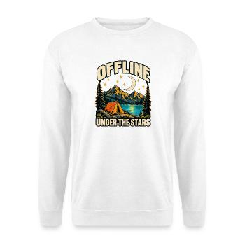 Offline unter den Sternen: Retro-Camping - Unisex Pullover - Weiß - Vorne - Alina (178cm) & Michal (187cm)