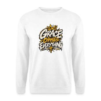 Grace Changes Everything Graffiti - Unisex Pullover - Weiß - Vorne - Alina (178cm) & Michal (187cm)