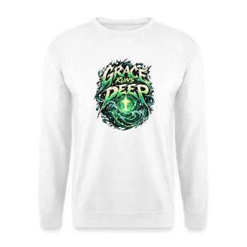 Grage Runs Deeper Neon Ozean - Unisex Pullover - Weiß - Vorne - Alina (178cm) & Michal (187cm)