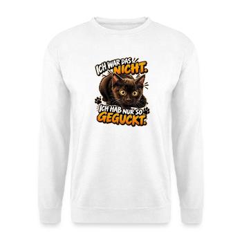 Katzenblick: Ich hab nur so geguckt - Unisex Pullover - Weiß - Vorne - Alina (178cm) & Michal (187cm)
