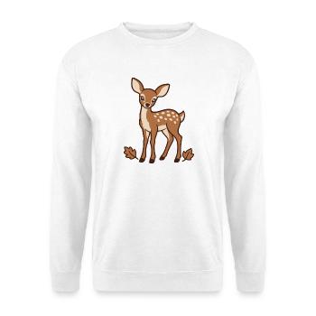 Niedliche Rehkitz-Herbstblätter - Unisex Pullover - Weiß - Vorne - Alina (178cm) & Michal (187cm)