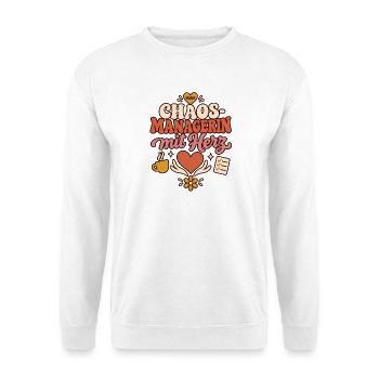Mama mit Herz Geschenk Muttertag - Unisex Pullover - Weiß - Vorne - Alina (178cm) & Michal (187cm)