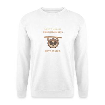 Energiesparmodus Faultier - Unisex Pullover - Weiß - Vorne - Alina (178cm) & Michal (187cm)