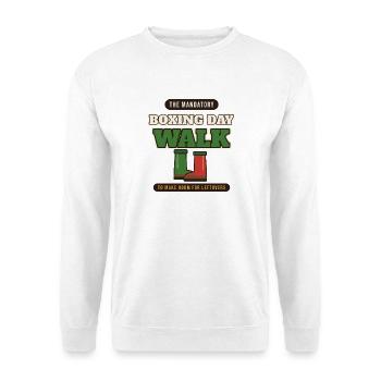 Der obligatorische Boxing Day Walk - Unisex Pullover - Weiß - Vorne - Alina (178cm) & Michal (187cm)