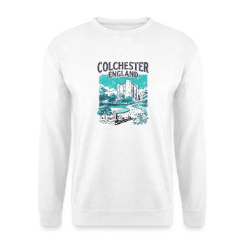 Colchester England Historic Castle Landmark Sept - Unisex Pullover - Weiß - Vorne - Alina (178cm) & Michal (187cm)