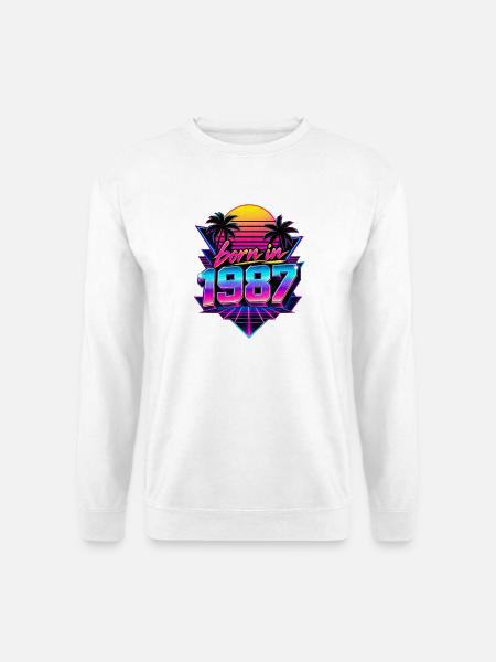 Geboren 1987 Neon Retro Optik - Unisex Pullover - Weiß