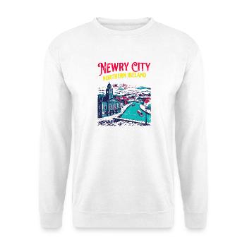 Retro Newry City Northern Ireland Canal Scene - Unisex Pullover - Weiß - Vorne - Alina (178cm) & Michal (187cm)