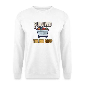 Überlebte The Big Shop Lustiges britisches Weihnachten - Unisex Pullover - Weiß - Vorne - Alina (178cm) & Michal (187cm)