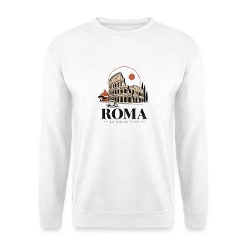 Koloseum Espresso: Dolce Vita Roma - Unisex Pullover - Weiß - Vorne - Alina (178cm) & Michal (187cm)