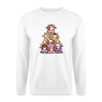 Pyramide der niedlichen Kühe Cartoon - Unisex Pullover - Weiß - Vorne - Alina (178cm) & Michal (187cm)