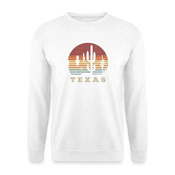 Texas Retro Kakteen Vintage Western Wüste USA - Unisex Pullover - Weiß - Vorne - Alina (178cm) & Michal (187cm)