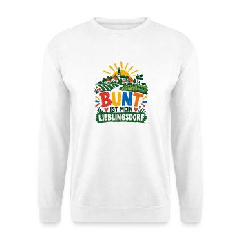 BUNT IST MEIN LIEBLINGSDORF – Dorf Vielfalt - Unisex Pullover - Weiß - Vorne - Alina (178cm) & Michal (187cm)